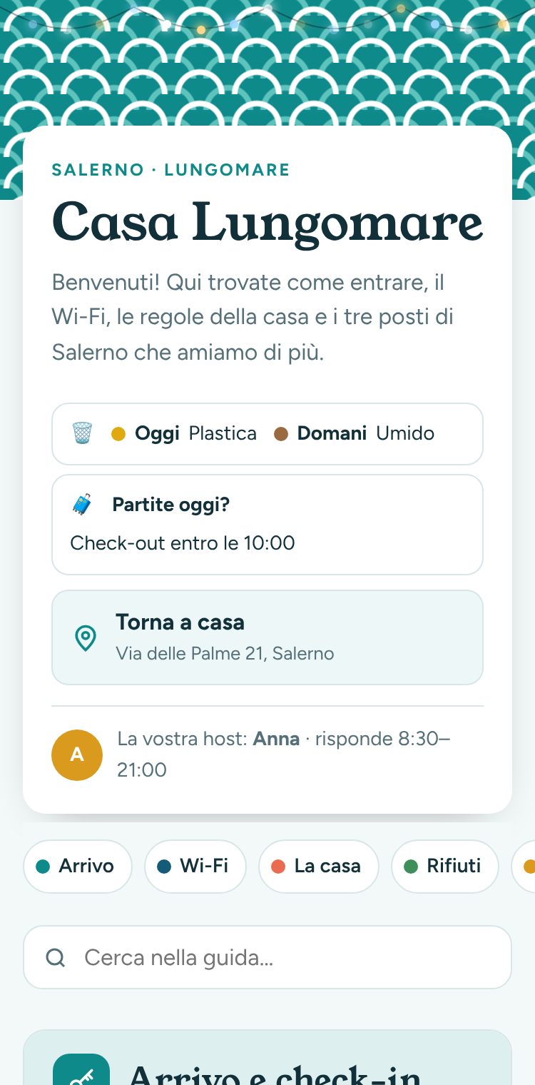 La guida mostra i rifiuti di oggi e di domani e ricorda il check-out